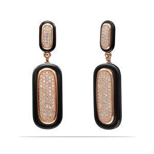 Dangle Drop Sterling Silver and Ceramic Statement Earrings